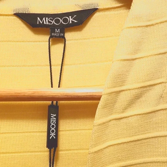 NWT Misook Textured One-Button Lemon Yellow Jacket Blazer Cardigan Size … - Picture 6 of 7
